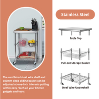 Table de travail moderne en acier inoxydable entièrement assemblée, chariot utilitaire roulant à 3 niveaux pour cuisine commerciale – Vente en gros usine