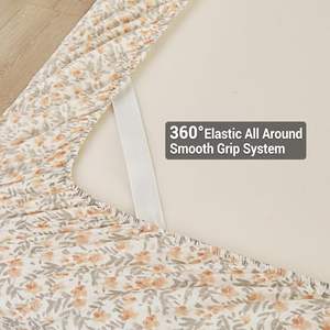 Juego de Sábanas Ajustables Antideslizantes de 4 Piezas y Fundas de Almohada con Diseño Floral Vintage en Naranja Claro - Product Image 4