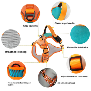 طقم طوق وحزام للكلاب بتصميم جديد عاكس للضوء، سترة مبطنة قابلة للتعديل للتدريب في الهواء الطلق وحماية الكلاب - Product Image 4
