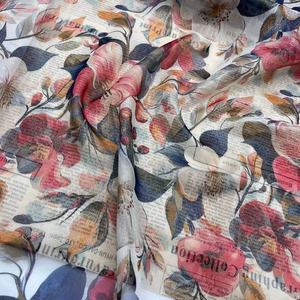 2025 מוצר חדש כסף נייר מודפס פרחים יפים נצנצים כסף דק 30d 37gsm בד שיפון לנשים שמלת קיץ - Product Image 6