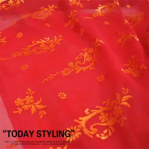 Bosky Original Trendy Comfortable Silk Burn Out Fabric Opal Red Gold Lurex Wonderful for Shawl Women Dresses Underwear