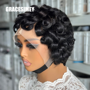 วิกผม100% แท้สำหรับผู้หญิงผิวดำวิก<span class=keywords><strong>ผม</strong></span>ลูกไม้<span class=keywords><strong>สั้น</strong></span>ด้านหน้า - Product Image 3