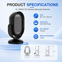 Escáner de Códigos de Barras de Escritorio Plug & Play con Detección Automática, Escáner de Códigos QR 2D para Minoristas y Almacenes