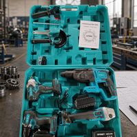Kit combiné d'outils électriques sans fil 4-en-1 au lithium-ion : marteau perforateur, clé à chocs, meuleuse d'angle, perceuse à percussion