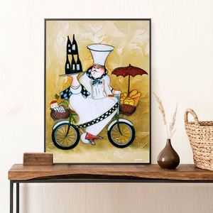 Peinture décorative abstraite moderne <span class=keywords><strong>pour</strong></span> pizzeria et pâtisserie, art mural <span class=keywords><strong>pour</strong></span> chef de restaurant occidental, papier imperméable et écologique - Product Image 4