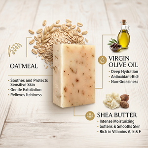 Jabón Corporal <span class=keywords><strong>Artesanal</strong></span> de <span class=keywords><strong>Avena</strong></span> al por Mayor, Hidratante y Nutritivo con Aceite de Oliva, Limpieza Suave y Calmante - Product Image 5