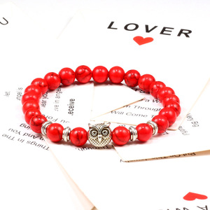 Pulsera de búho con cuentas de turquesa volcánica, pulsera de regalo creativa para hombres y mujeres - Product Image 4