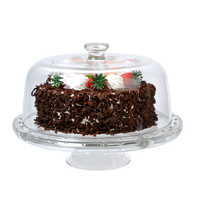 Présentoir à gâteau en verre transparent gaufré avec dôme, assiette à gâteau sur pied en cristal, présentoir à desserts pour mariage arabe