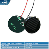 Panneau de chargeur solaire époxy de cellules solaires miniatures de haute qualité de 33 mm de diamètre 0.5V 150MA pour chargeur de soleil d'appareils portables