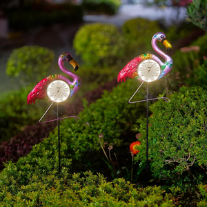 Thermomètre d'extérieur Art <span class=keywords><strong>Deco</strong></span> Flamingo avec piquet de <span class=keywords><strong>jardin</strong></span> en métal et fonction de suspension artisanale imperméable pour le <span class=keywords><strong>jardin</strong></span> - Product Image 1