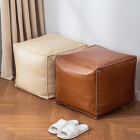 Pouf en cuir artificiel PU de style contemporain pouf pouf carré repose-pieds rangement pliable extensible pour la chambre à coucher