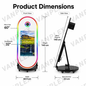 Machine de photomaton ovale 60'' avec écran tactile HD 32'' tout-en-un, compatible imprimante reflex numérique, idéale pour la location événementielle - Product Image 6
