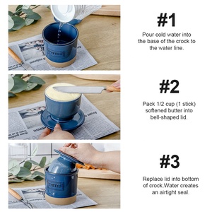 Phổ Biến Bán Sứ Bơ Crock Với Chuông Hình Dạng Nắp Gốm Vòng Bơ Món Ăn Không Trượt Dưới - Product Image 4