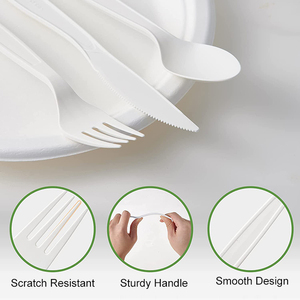 Vaisselle jetable pour la maison <span class=keywords><strong>Couverts</strong></span> biodégradables biorecyclables <span class=keywords><strong>Assiettes</strong></span> et ustensiles compostables jetables - Product Image 2