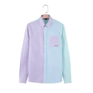 한국 패션 슬림 젊은 뾰족한 칼라 긴 소매 남성용 접합 셔츠