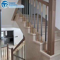 Rampe d'escalier moderne simple en aluminium à fixation au sol pour grenier, couloir, intérieur, style luxe léger, pour duplex, auto-décoration