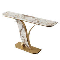 Console moderne de luxe en marbre pour la maison, meuble d'entrée doré, console de salon, console de couloir