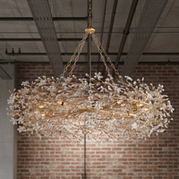 Fiore couronne lustre salon romantique luciole lumière élégant arbre branche métal rond salle à manger mariage suspension lampe