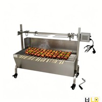 Barbecue Électrique au Charbon de Bois avec Ventilation Complète, Portable pour la Restauration, Gril Rôtissoire Détachable en Acier Inoxydable 304