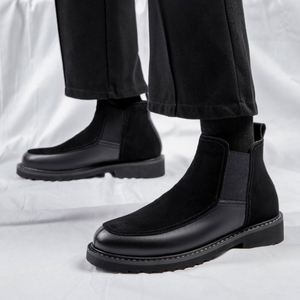 Men's Waterproof Genuine Leather Chelsea Boots with Fleece Lining High Top Design-Trendy Winter Boots - Product Image 3