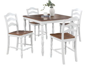 5 Piece Counter-Height <b>Dining</b> Set with Oak <b>Top</b> <b>Table</b> and 4 Ladder Back Chairs - Product Image 3