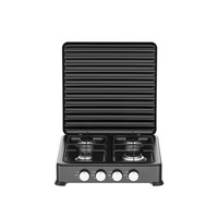 Vente directe usine – Table de cuisson 4 feux gaz + électrique en acier inoxydable, autoportante, portable, domestique, classe énergétique A, facile à utiliser