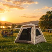 Tente de camping gonflable pour 4 à 6 personnes, tente à double couche à montage rapide automatique, tissu Oxford PU6000mm imperméable