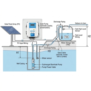 Pompe à eau solaire hybride <span class=keywords><strong>SolarMax</strong></span> 1100W pour puits profond, système haute pression avec turbine en plastique - Product Image 6