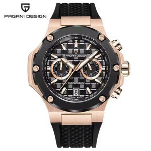 Reloj Cronógrafo de Acero Inoxidable para Hombre PAGANI DESIGN, Caja Octogonal de 45 mm, Correa de Silicona, Esfera Analógica de Cuarzo Deportiva - Product Image 4
