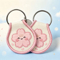 Porte-clés brodé personnalisé motif fleur mignonne, breloque de sac en tissu personnalisée pour sac fourre-tout, cadeau pour amoureux des animaux, fabricant