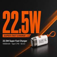 Batterie externe haute capacité 10000mAh, charge rapide 22.5W PD QC, affichage numérique, batterie portable mince