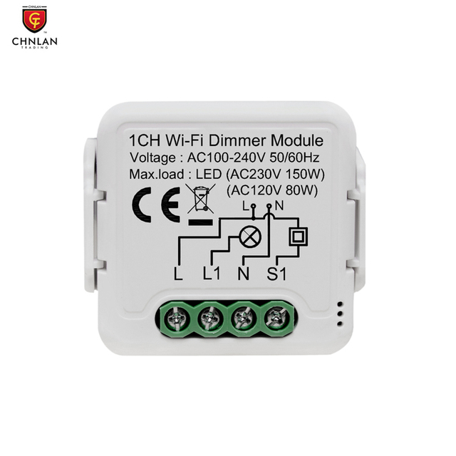 240V Dimmer Switch 1 Gang 2 Gang DIY Smart WiFi Dimmer Switch Module for LED Light with Tuya Alexa Google Home Remote Control
