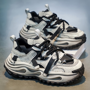 Chaussures décontractées pour hommes, tendance hiver, style rétro, sport, à talons hauts et semelles épaisses - Product Image 1