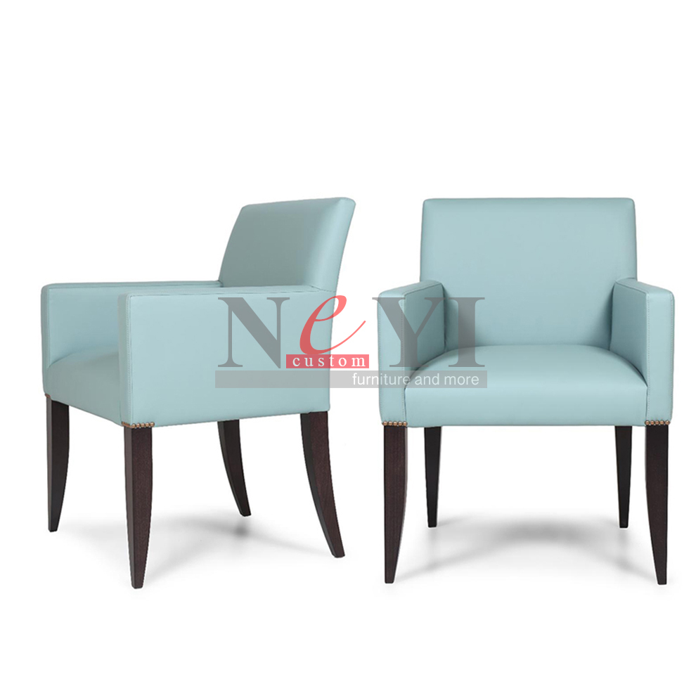 CY010 Sky Wholesale Nordic White Color Indoor Home Furniture PU Leather Fabric Soft Upholstered Wooden Leg Dining Leisure Chair
