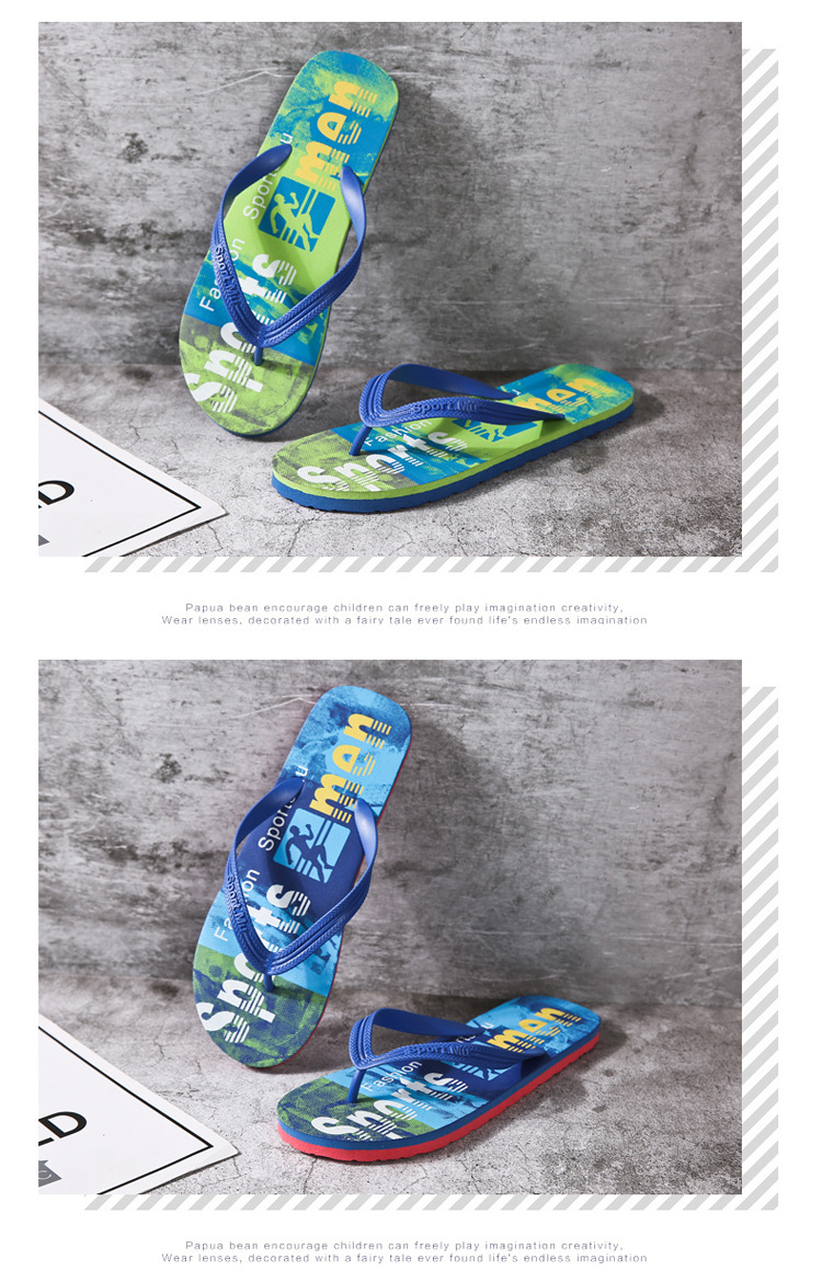 Custom Printing Rubber PE Filp Flops Two-color Monogram Print Flipflops Men Wholesale