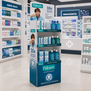 Freestanding Corrugated POP Floor Display for Mouthwash & Toothpaste, Custom Printed for Supermarket <b>Checkout</b> <b>Counters</b> - Product Image 1