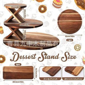 ชั้นวางเค้กไม้ 3 ชั้น ทรงกลม ทำจากไม้สนแท้ สำหรับตกแต่งงานเลี้ยงที่บ้าน - Product Image 3
