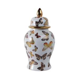 Vaso in ceramica con motivo a farfalla, vaso decorativo per fiori, per soggiorno, decorazione per la casa, pezzo d'arredo moderno. - Product Image 1