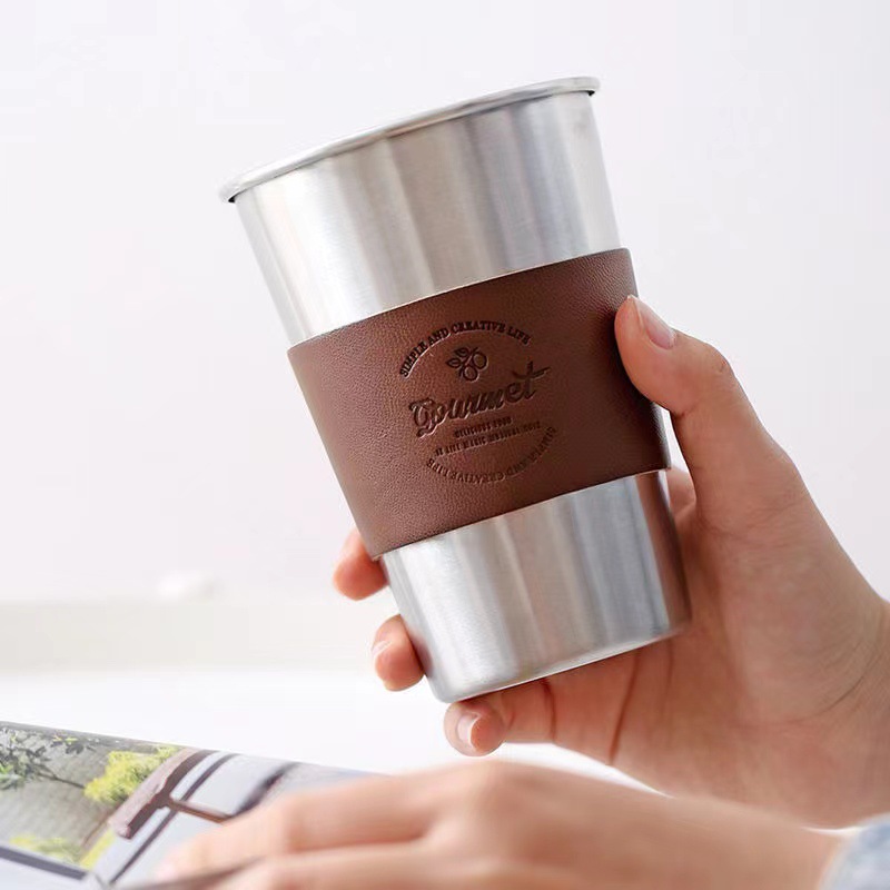 Couleur acier inoxydable + couvercle de tasse