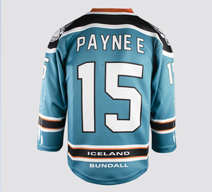 Maillot de hockey sur glace personnalisé entièrement sublimé, rayé bleu sarcelle, col lacé, uniforme d'entraînement de hockey sur glace avec impression du logo de l'équipe - Product Image 2