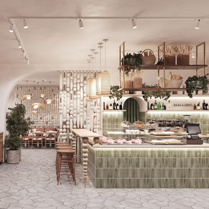 ชั้นวางจอแสดงผลเชิงพาณิชย์แบบกำหนดเองพร้อมไฟ LED ที่ทันสมัยเคาน์เตอร์แสดงอาหารธรรมชาติสำหรับตกแต่งภายในร้านอาหาร - Product Image 1