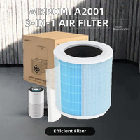 AIRROMI A2001 Filter Karbon Aktif 3-in-1 Efisiensi Tinggi untuk Menghilangkan Asap Kebakaran Hutan 99,97% Partikel 0,3 Mikron 1 Paket