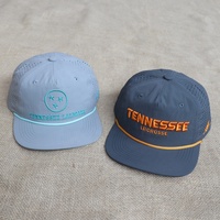 Casquette Snapback en Nylon à 5 Panneaux avec Logo Brodé Personnalisé, Imperméable, à Bord Plat, Perforations Laser, pour Hommes, Chapeau de Golf avec Cordon