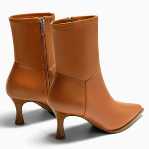 High Quality <strong>Women's</strong> Classic Pointed Toe <strong>Heels</strong> PU Leather <strong>Ankle</strong> <strong>Boots</strong> <strong>Low</strong> <strong>Heel</strong> Side Zipper Short Booties - Product Image 2