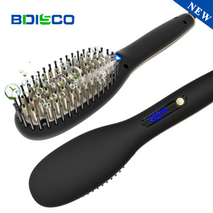 Your Logo Hair Straightening Comb Gold Ceramic Adjustable Heat Dual Use For Dry Wet Hair - Product Image 4