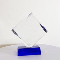 ADL Trophée en verre cristal K9 bleu, imprimé UV et gravé au laser, durable, avec coffret cadeau, idéal pour les cadeaux promotionnels et les cadeaux de bienvenue