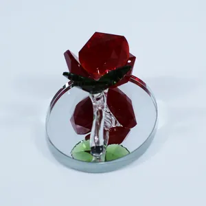 Figurine Rose en cristal Fleurs en cristal Cadeaux fantaisie Anniversaire de Thanksgiving Noël Saint Valentin Cadeaux artisanaux pour fête des mères