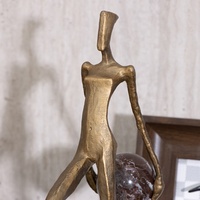 Escultura Decorativa de Figura Humana Abstracta en Bronce Negro Antiguo y Bronce Amarillo para Decoración del Hogar