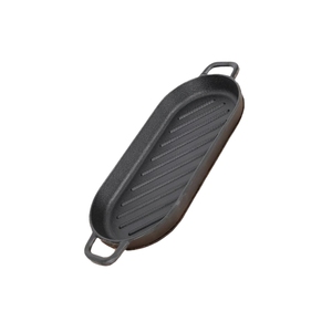 Plateau à steak en fonte Poêle en fonte pré-assaisonnée Poêle à fajita avec base en bois - Product Image 5