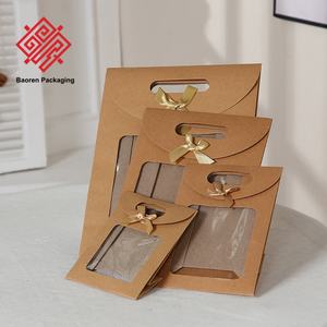 Baoren Eco-Friendly Customized Transparent Window Kraft Paper Mailer Bags with Cotton Rope Handle <b>for</b> Candle and <b>Gift</b> Packaging - Product Image 3